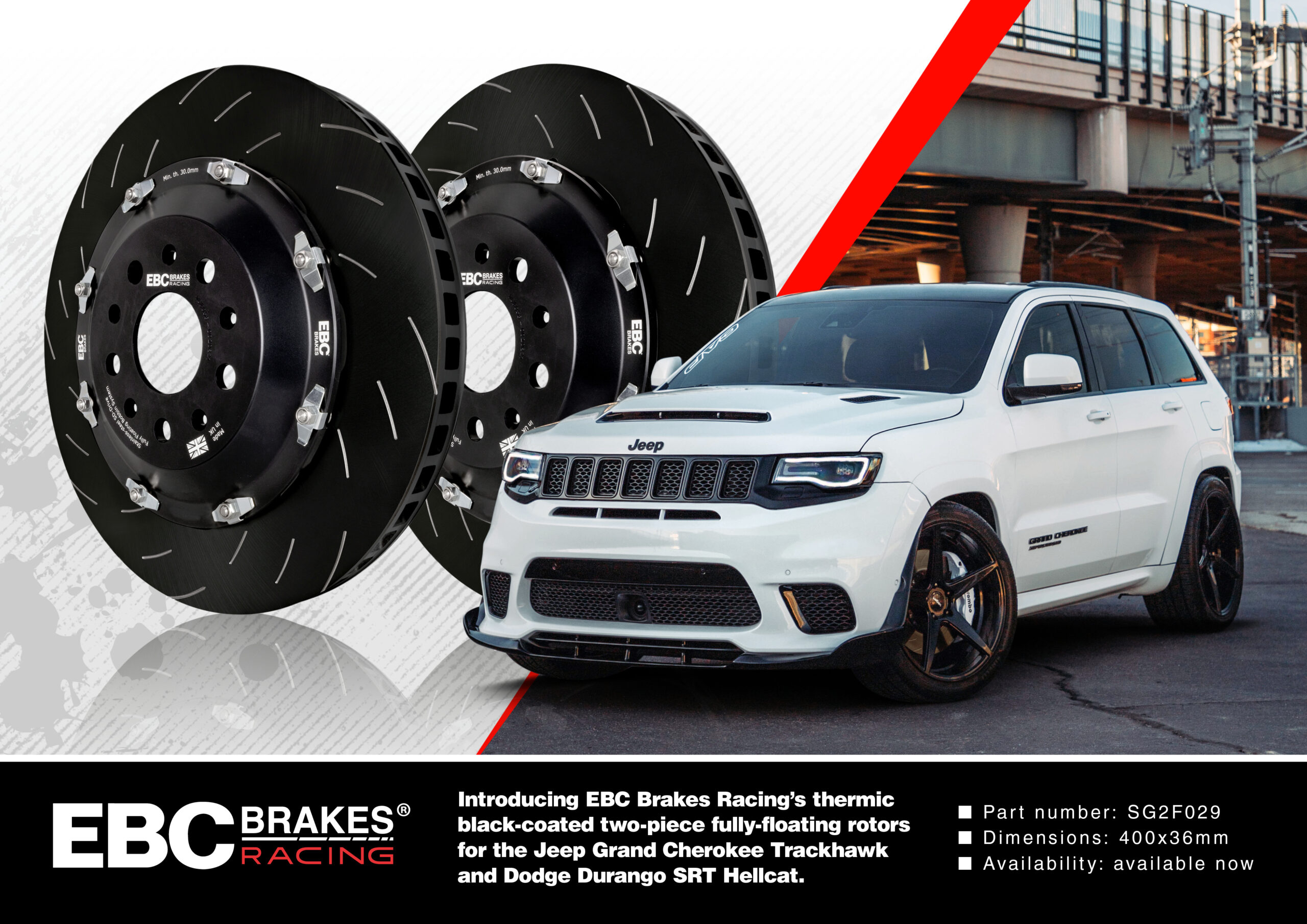 Now Available: EBC Brakes Racing Fully Floating Two-Piece Rotors for Jeep Grand Cherokee Trackhawk/Dodge Durango SRT Hellcat